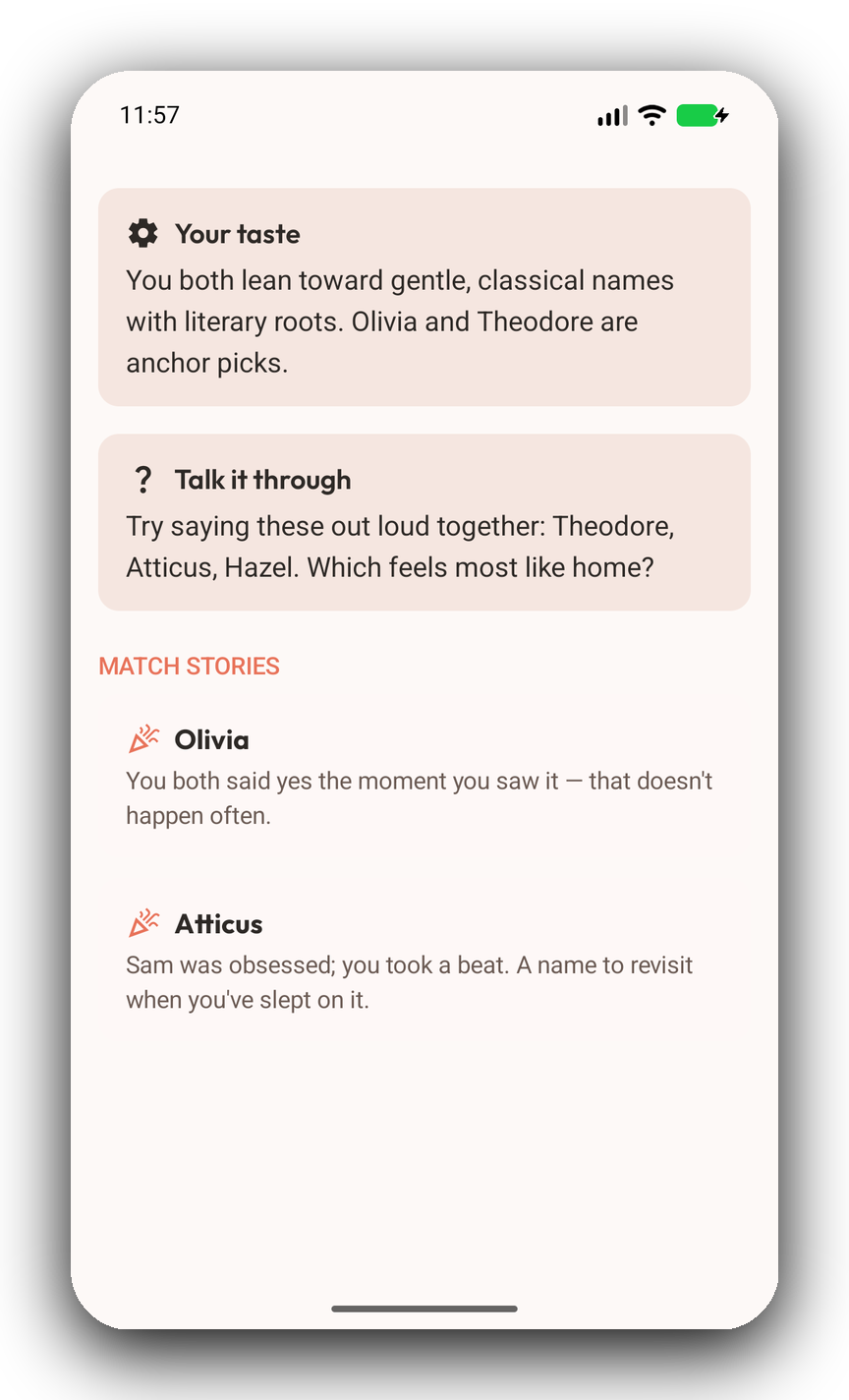 Babeh Intelligence summary screen explaining your shared taste