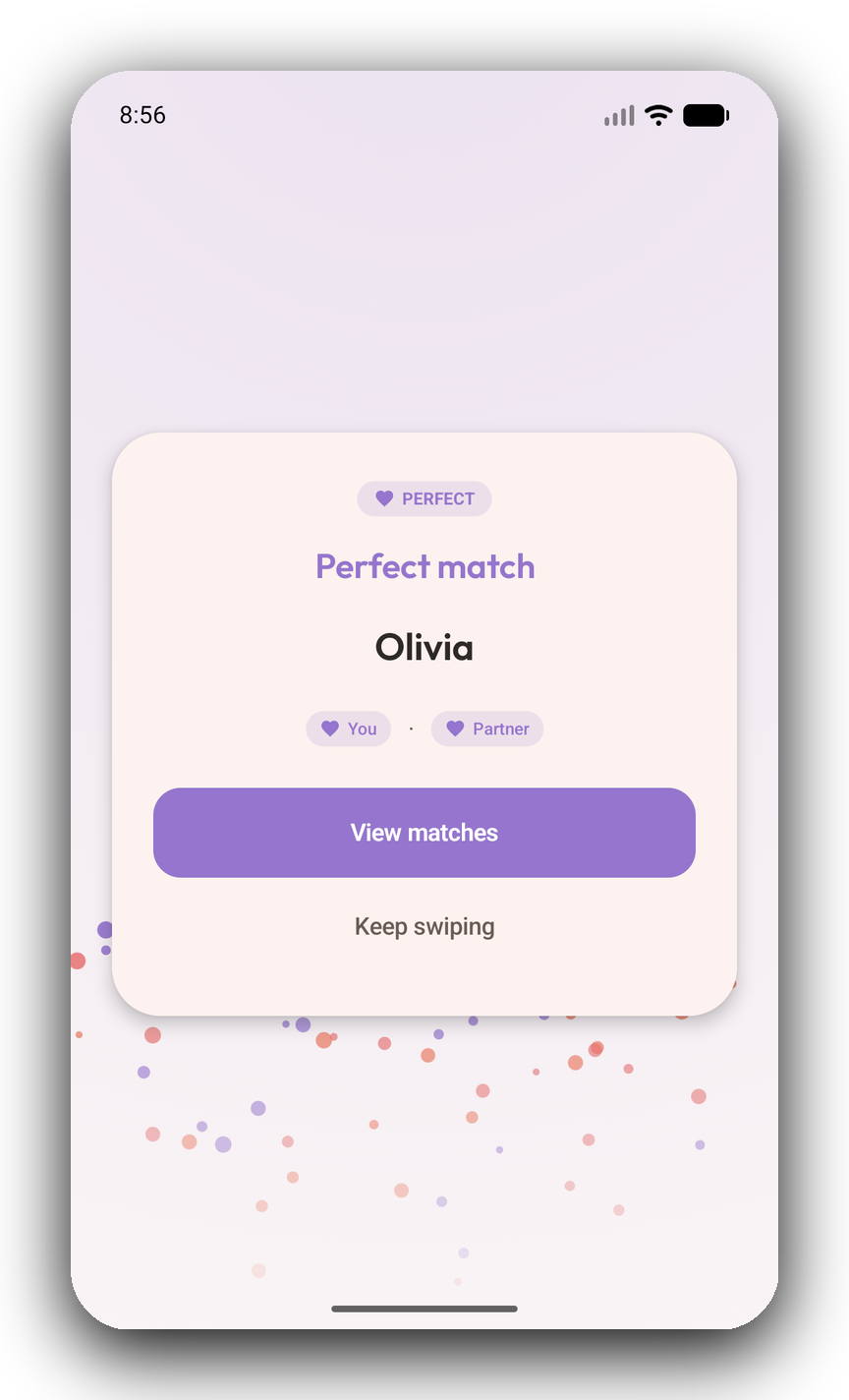 Babeh celebrating a perfect match between partners